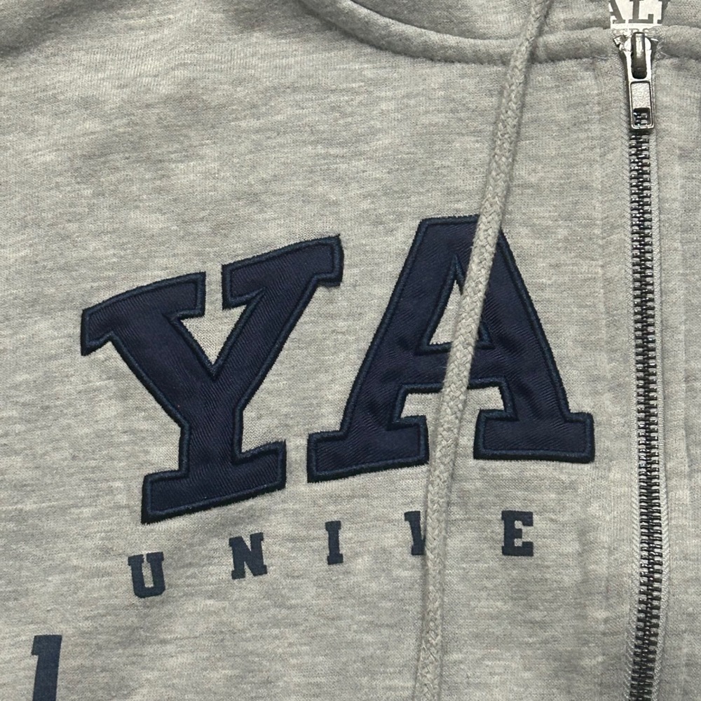 Yale University gray cropped zip up hoodie size large - Picture 3 of 8